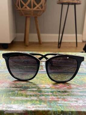 TOUS Sun STOA40S Black Cat-Eye Sunglasses with Rhinestone Inlay